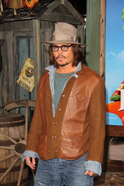 Johnny depp v los angeles "rango" premiéra, obec divadlo, westwood, — Stock fotografie