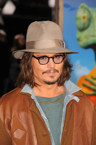 Johnny Depp di "Rango" Los Angeles Premiere, Village Theater, Westwood , — Stok Foto
