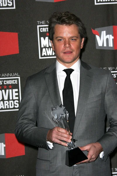 Matt Damon at the 16th Annual Critics' Choice Movie Awards Press Room, Hol — Stock Photo, Image