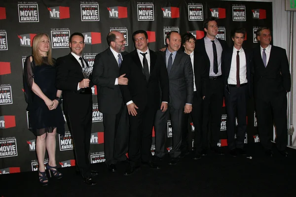 Cast of The Social Network with Scott Ruden and Kevin Spacey and Aaron Sork — 图库照片