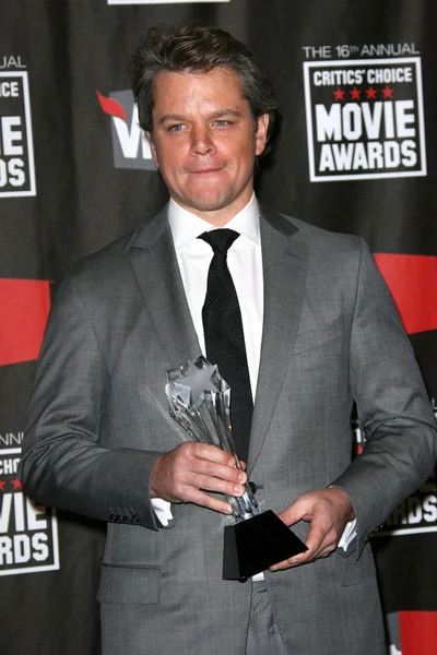 Matt Damon alla sedicesima edizione degli Annual Critics 'Choice Movie Awards Press Room, Hol — Foto Stock