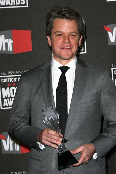 Matt Damon at the 16th Annual Critics' Choice Movie Awards Press Room, Hol — Stock Photo, Image