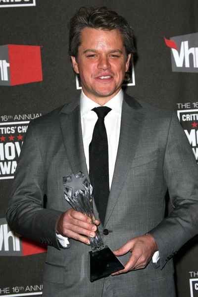 Matt Damon at the 16th Annual Critics' Choice Movie Awards Press Room, Hol — Stock Photo, Image