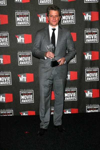Matt Damon at the 16th Annual Critics' Choice Movie Awards Press Room, Hol — ストック写真