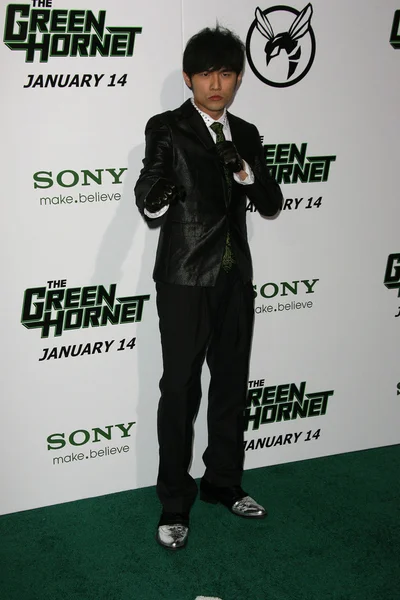 周杰伦在"绿黄蜂"洛杉矶首映，中国剧院，霍尔 — 图库照片