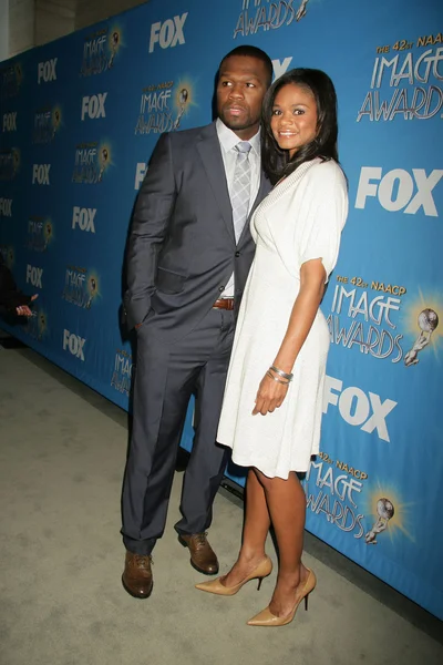 Curtis "50 Cent" Jackson and Kimberly Elise at the 42nd NAACP Image Awards — Stock Photo, Image