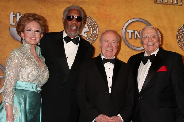 Tova Borgnine e Morgan Freeman, Tim Conway e Ernest Borgnine — Fotografia de Stock