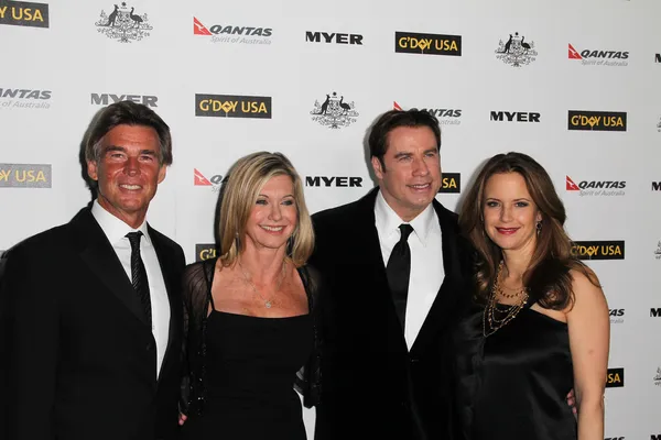 John Easterling, Olivia Newton-John, John Travolta und Kelly Preston im g — Stockfoto
