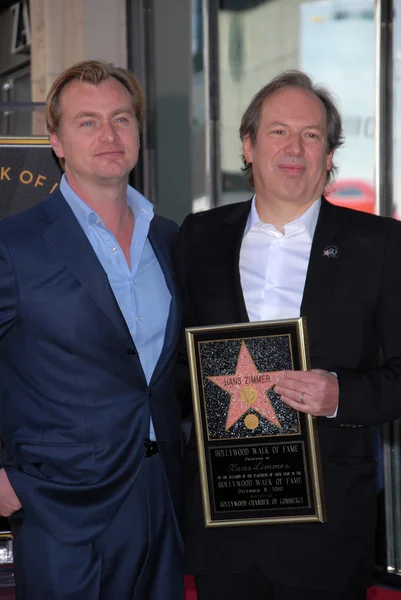 Christopher Nolan and Hans Zimmer at Hans Zimmer Honored With Star On The — 图库照片