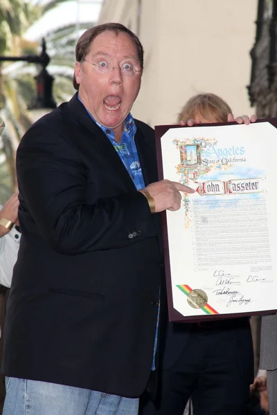John Lasseter en la estrella de John Lasseter en el Paseo de la Fama de Hollywood, Holly —  Fotos de Stock