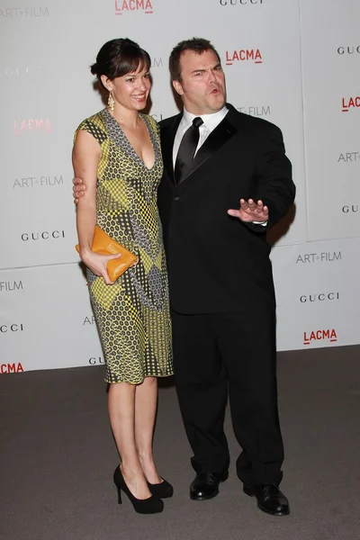 Jack Black e esposa no LACMA Art Film Gala Honoring Clint Eastwood and John Baldessari, LACMA, Los Angeles — Fotografia de Stock