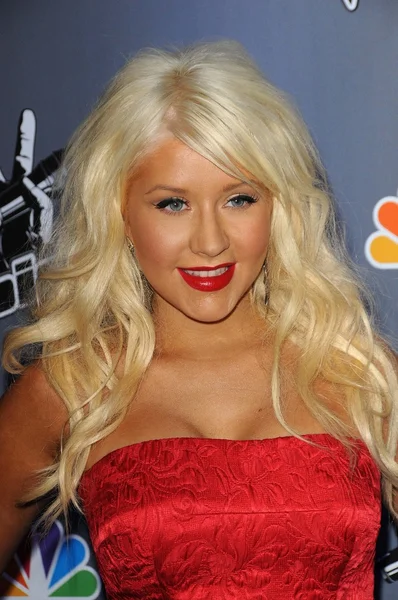 Christina Aguilera na conferência de imprensa "The Voice" da NBC, LA Center Studio — Fotografia de Stock