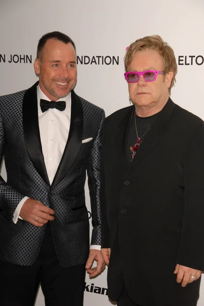 David Furnish e Elton John no 19o anual Elton John Aids Foundation Academy Awards Viewing Party, Pacific Design Center, West Hollywood, CA. 02-27-11 — Fotografia de Stock
