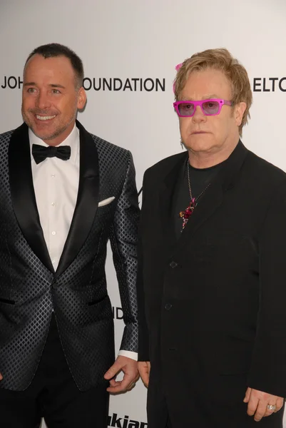 David Furnish e Elton John no 19o anual Elton John Aids Foundation Academy Awards Viewing Party, Pacific Design Center, West Hollywood, CA. 02-27-11 — Fotografia de Stock