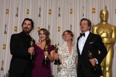Christian Bale, Natalie Portman, Melissa Leo, Colin Firth at the 83rd Annual Academy Awards Press Room, Kodak Theater, Hollywood, CA. 02-27-11