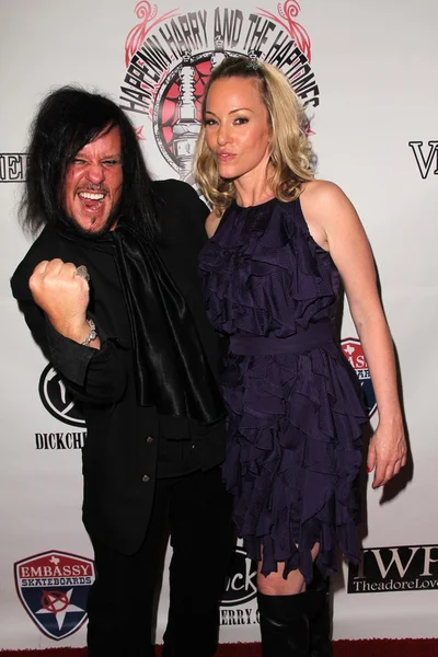 Happenin' Harry and Jenny McShane at the Vera Mesmer Video Release Party, featuring Harry The Dog and Paula Labareas of ComicCosplay, Aqua Lounge, Beverly Hills, CA. 03-09-11 — Stockfoto