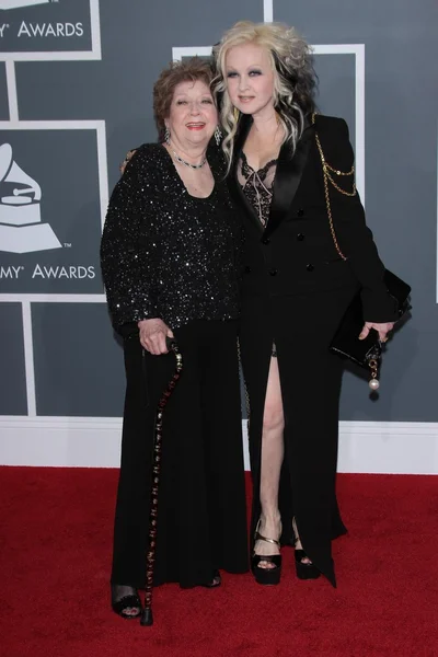 Cyndi Lauper and Mother at the 54th Annual Grammy Awards, Staples Center, Los Angeles, CA 02-12-12 — Stock Photo, Image