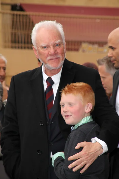 Malcolm McDowell and son Beckett at the Malcolm McDowell Star on the Hollywood Walk of Fame, Hollywood, CA 03-16-12 — Stock Photo, Image