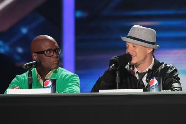 L.A. Reid, Chris Rene na konferencji prasowej "X Factor", CBS Televison City, Los Angeles, CA 12-19-11 — Zdjęcie stockowe