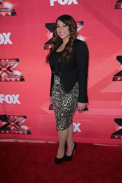 Мелани Фалло на пресс-конференции "The X Factor", CBS Televison City, Лос-Анджелес, Калифорния 12-19-11 — стоковое фото