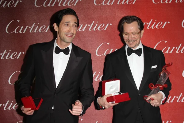 Adrien Brody and Gary Oldman at the 23rd Annual Palm Springs International Film Festival Awards Gala, Palm Springs Convention Center, Palm Springs, CA 01-07-12 — Stock Photo, Image