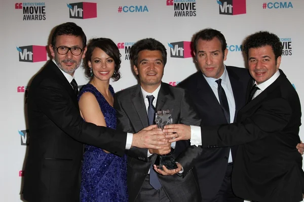 Michel Hazanavicius, Berenice Bejo, Thomas Langmann, Jean Dujardin, Ludovic Bource — Stock Photo, Image