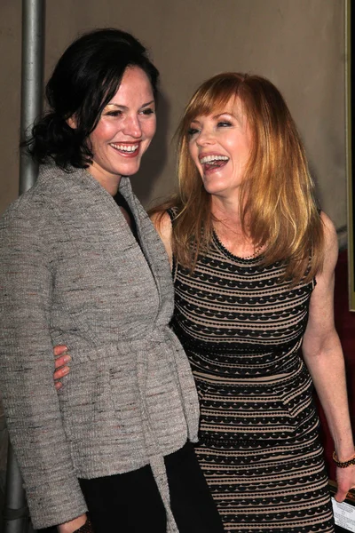 Jorja Fox and Marg Helgenberger at the Marg Helgenberger Hollywood Walk of Fame Star Ceremony, Hollywood, CA 01-23-12 — Stock Photo, Image