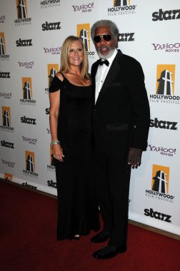 Lori McCreary and Morgan Freeman at the 14th Annual Hollywood Awards Gala, Beverly Hilton Hotel, Beverly Hills, CA. 10-25-10