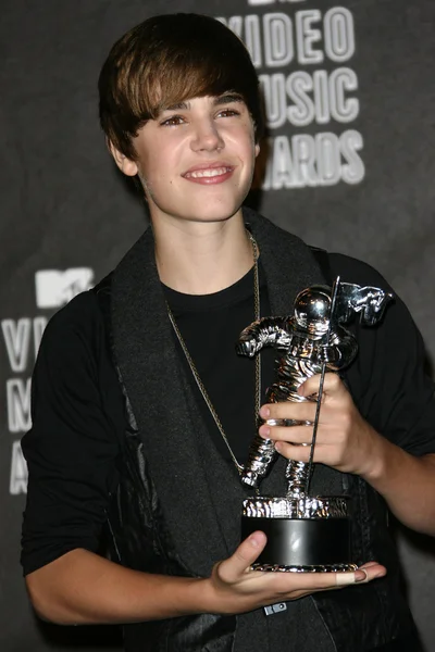 Justin Bieber alla MTV Video Music Awards Press Room 2010, Nokia Theatre L.A. LIVE, Los Angeles, CA. 08-12-10 — Foto Stock