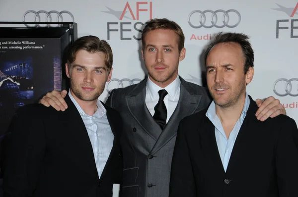 Mike Vogel, Ryan Gosling, Derek Cianfrance at the "Blue Valentine" Screening at AFI Fest 2010, Chinese Theater, Hollywood, CA. 11-06-10 — Stock Photo, Image