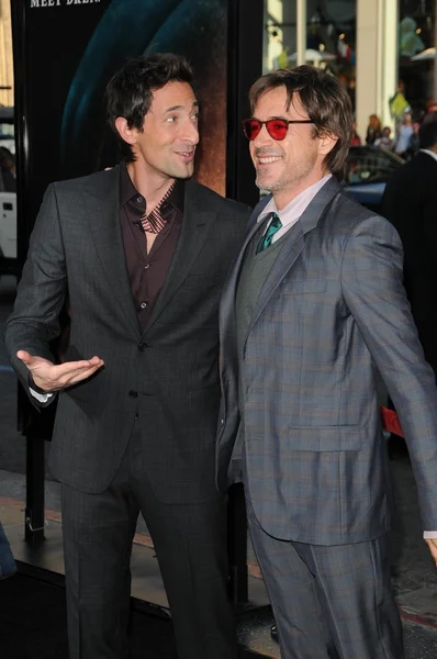 Adrien Brody and Robert Downey Jr. at the Splice Los Angeles Premiere, Chinese Theatre, Hollywood, CA. 06-02-10 — Stock Photo, Image