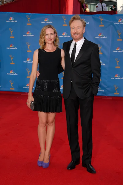 Conan OBrien and wife Liza Powel — Zdjęcie stockowe