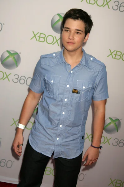 Nathan Kress op de wereldpremière van "Project Natal" voor de Xbox 360 verbeeld door Cirque Du Soleil, Galen Center, Los Angeles, Ca. 06-13-10 Rechtenvrije Stockfoto's