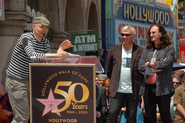 Billy corgan, alex lifeson e geddy lee — Foto Stock