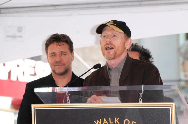 Russell crowe och ron howard — Stockfoto