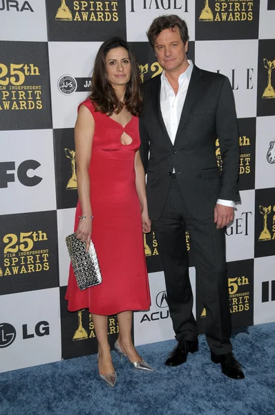 Colin firth en vrouw livia giuggioli — Stockfoto