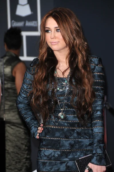 Miley Cyrus at the 52nd Annual Grammy Awards - Arrivals, Staples Center, Los Angeles, CA. 01-31-10 — Stock fotografie