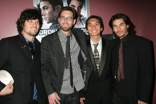 Bret roberts, james avallone, tony genç ve james duval sinema epoch, laemmle'nın günbatımı 5, west hollywood, ca. 02-12-10 tarafından barındırılan "sipariş of chaos" los angeles galasında — Stok fotoğraf