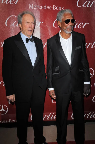 Clint Eastwood and Morgan Freeman at the 2010 Palm Springs International Film Festival Awards Gala, Palm Springs Convention Center, Palm Springs, CA. 01-05-10 — Stock fotografie