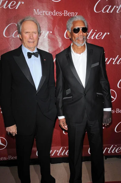 Clint Eastwood and Morgan Freeman at the 2010 Palm Springs International Film Festival Awards Gala, Palm Springs Convention Center, Palm Springs, CA. 01-05-10 — Stock Photo, Image