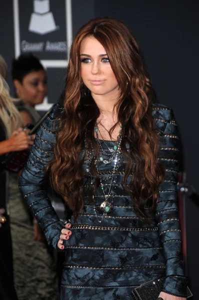 Miley Cyrus al 52nd Annual Grammy Awards - Arrivi, Staples Center, Los Angeles, CA. 01-31-10 — Foto Stock