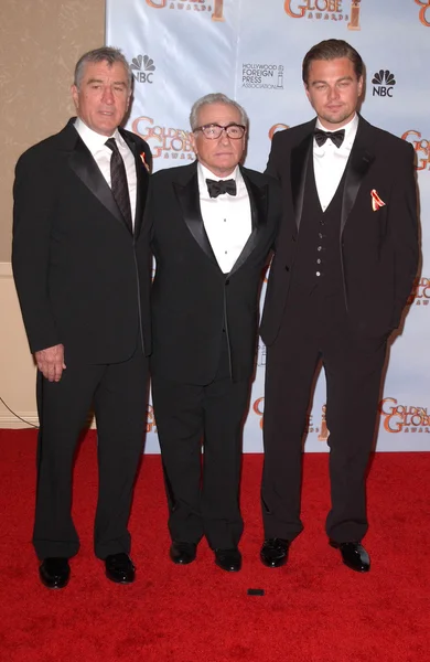 Robert De Niro, Martin Scorsese and Leonardo DiCaprio — Stock Photo, Image