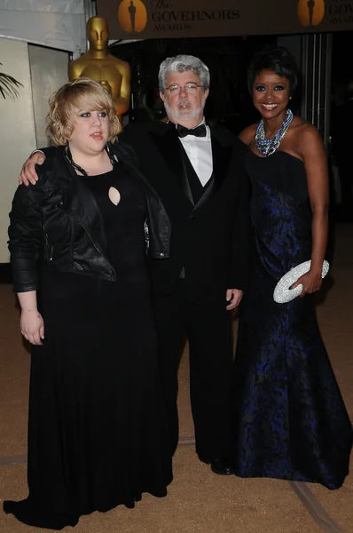 George Lucas und Mellody Hobson bei den Governors Awards 2009, die von der Academy of Movie Arts and Sciences, Grand Ballroom at hollywood and highland center, hollywood, ca. 14.11.2009 — Stockfoto