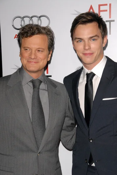 Colin firth i nicholas hoult — Zdjęcie stockowe