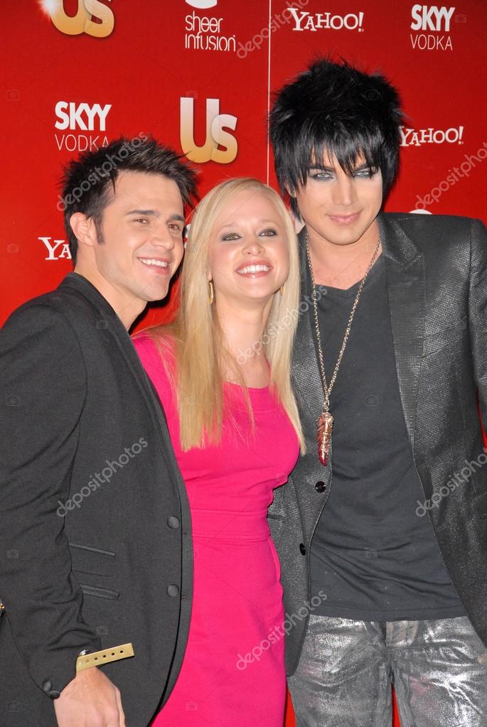 Kris Allen and wife with Adam Lambert Stock Editorial Photo © s