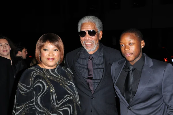 Zindzi mandela, morgan freeman och zwelabo mandela — Stockfoto