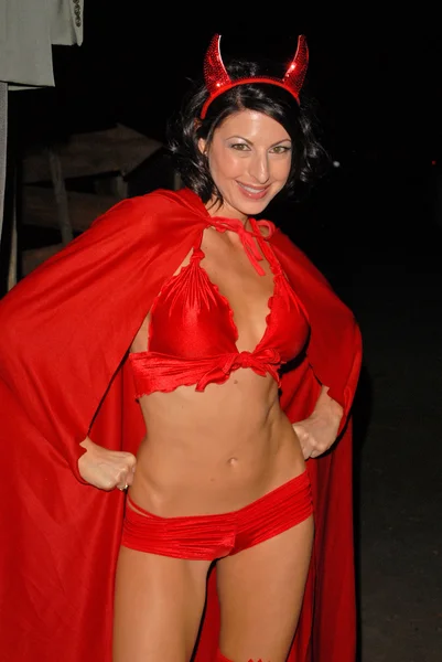Jamie Carson preparing for the annual Halloween Bash at the Playboy Mansion, Private Location, Los Angeles, CA. 10-24-09 — Stock Photo, Image