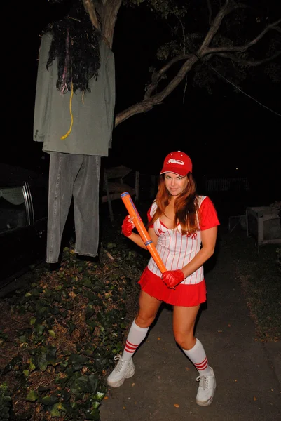 Lisa Cash preparing for the annual Halloween Bash at the Playboy Mansion, Private Location, Los Angeles, CA. 10-24-09 — Stok fotoğraf