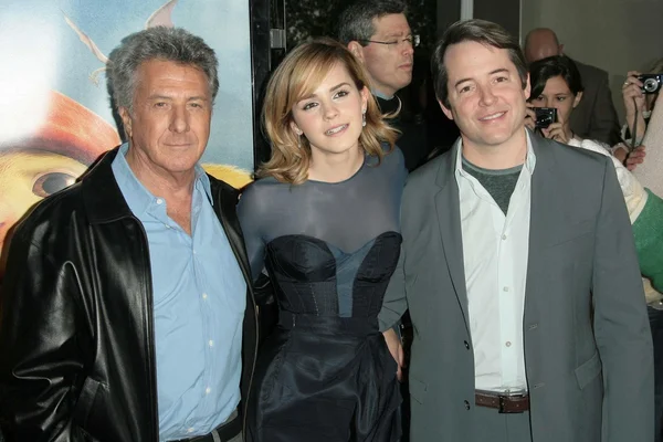 Dustin Hoffman com Emma Watson e Matthew Broderick — Fotografia de Stock