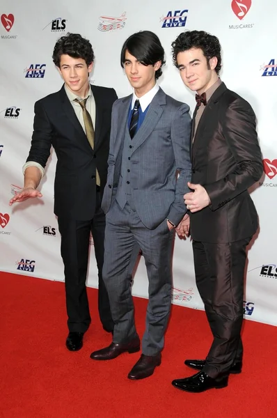 Nick Jonas with Joe Jonas and Kevin Jonas at the 2009 Musicares Person of the Year Gala. Los Angeles Convention Center, Los Angeles, CA. 02-06-09 — Stock Photo, Image
